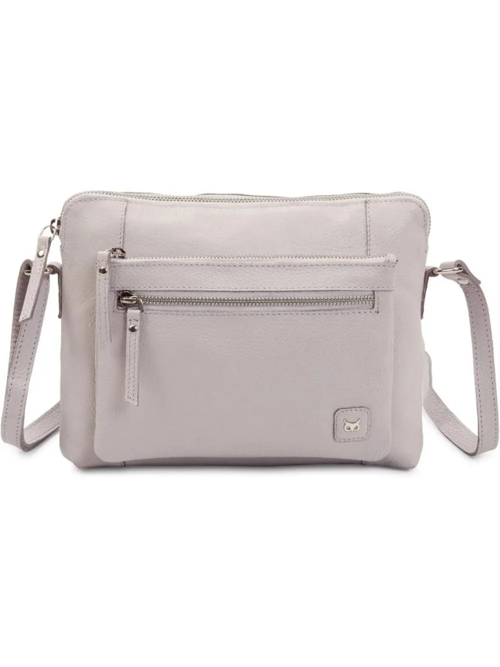 Women's Ice Grey Genuine Leather Sling Purse with Adjustable Strap Crossbody bag